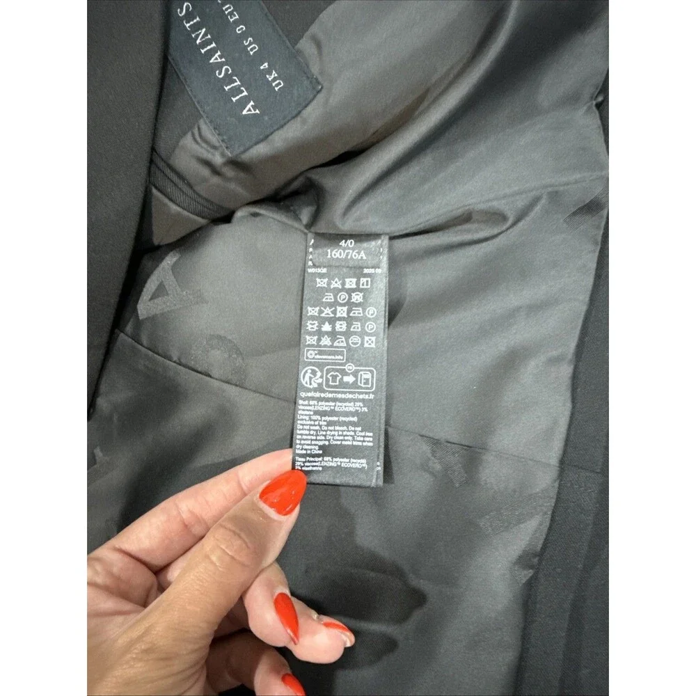 All Saints Raina Black Double Breasted Cropped Blazer Size 0